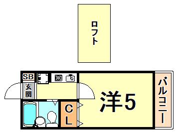 下山手コート(1K/2階)の間取り写真