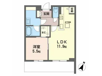 トリフォリア(1LDK/1階)の間取り写真