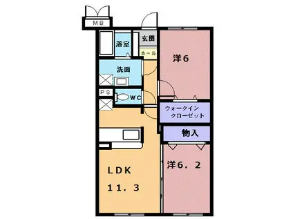 メゾン・ダルカンシールII(2LDK/2階)の間取り写真
