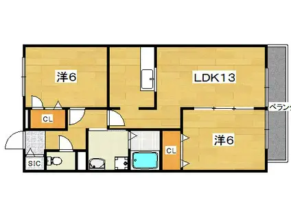 レジデンスムラノ(2LDK/1階)の間取り写真