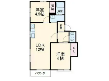 パークハイツ笠原B(2LDK/1階)の間取り写真