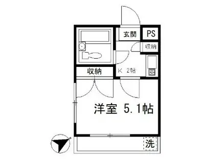 メゾン石田(1K/2階)の間取り写真