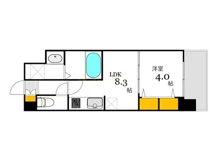 BPRレジデンス国泰寺(1LDK/9階)の間取り写真