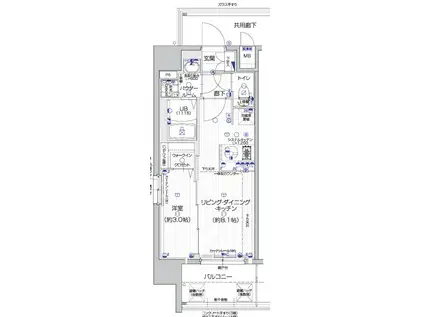 エスリード葵 広小路通(1LDK/8階)の間取り写真