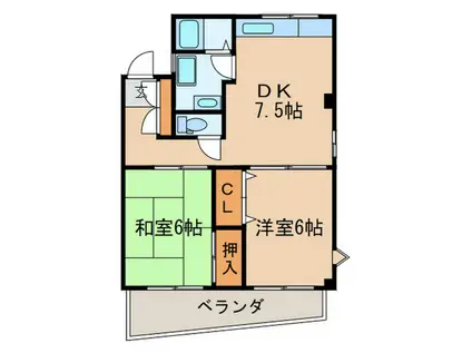 松本ビル(2DK/2階)の間取り写真