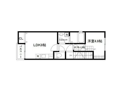 リヴィエール名取(1LDK/2階)の間取り写真