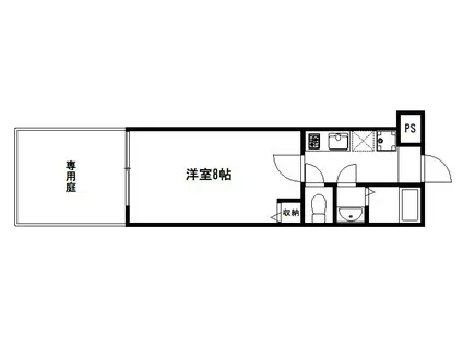 フラッティ丸太町御前(1K/1階)の間取り写真