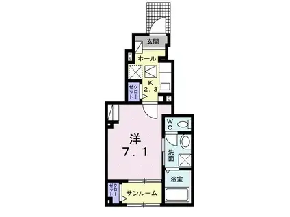 クレール・I(1K/1階)の間取り写真