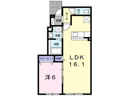 プレリュード(1LDK/1階)の間取り写真