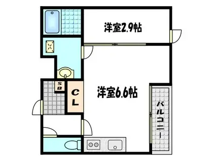 ヴィラ白川(1DK/4階)の間取り写真