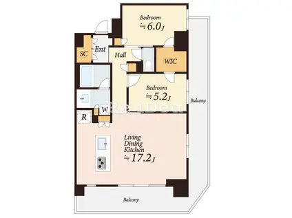 LUXENAPAWS藤沢(2LDK/3階)の間取り写真