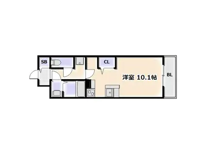 MELDIA CREST TAPP NAMBA ウエスト(ワンルーム/2階)の間取り写真