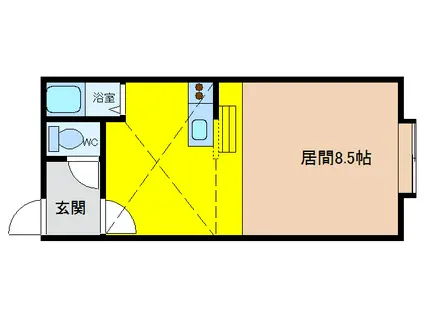 テラハウス万代(ワンルーム/2階)の間取り写真