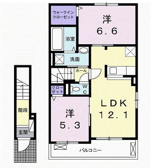 ランドバウアーNEOII(2LDK/2階)の間取り写真