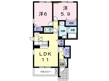 メゾン・ド・オーブI・II(2LDK/1階)の間取り写真
