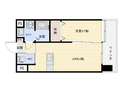 AQUA TERRACE(1LDK/9階)の間取り写真