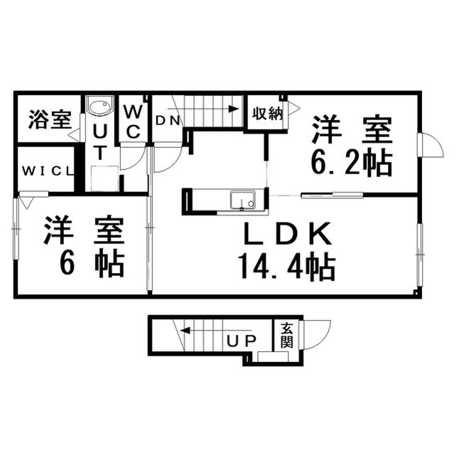 オーシャン ビュー(2LDK/2階)の間取り写真