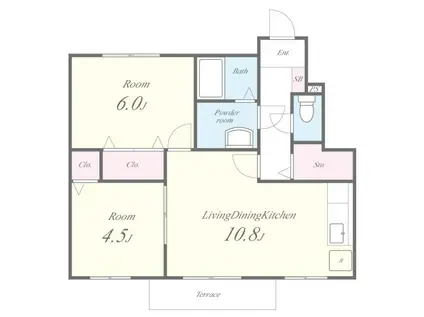 リバーサイドヴィラ東館(2LDK/1階)の間取り写真
