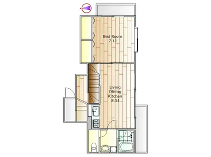小山台1丁目アパート(1LDK/3階)の間取り写真