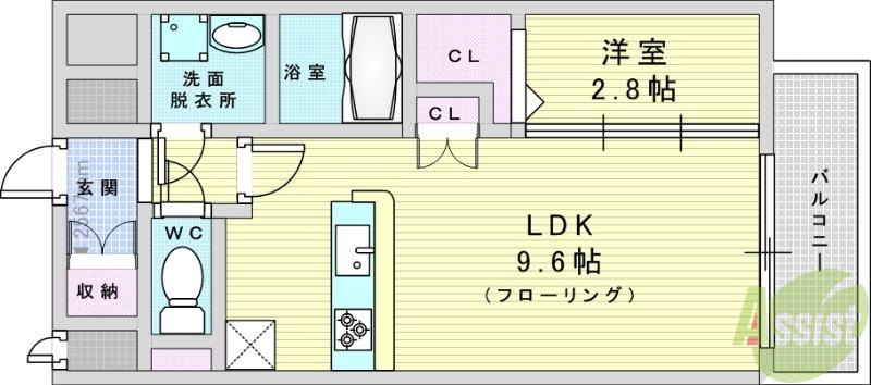 プレサンスNEO上新庄PRIMECRUIS(1LDK/11階)の間取り写真