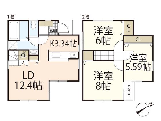 リベラル弐番館(3LDK/1階)の間取り写真