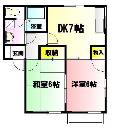 リバーコートKAZU(2DK/2階)の間取り写真