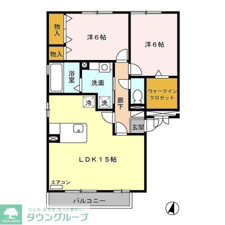 ウィスタリアC棟(2LDK/3階)の間取り写真