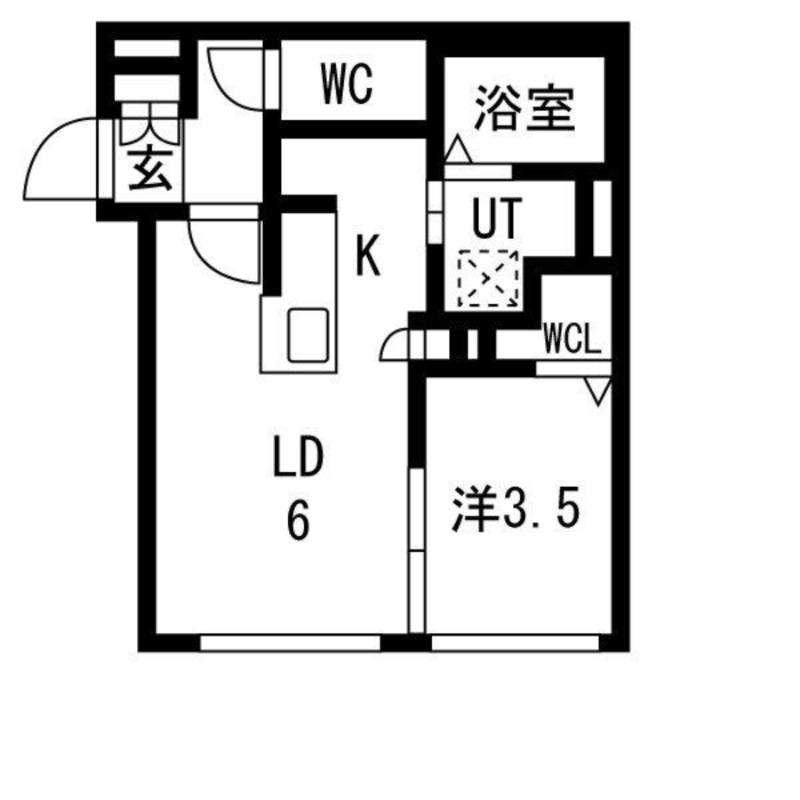 RESIDENCE SHINMEI東札幌(1LDK/1階)の間取り写真