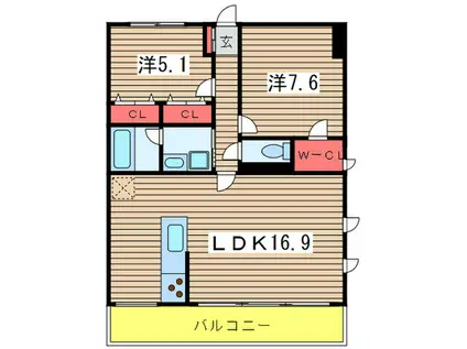 メゾン・ド・ジュピター(2LDK/8階)の間取り写真