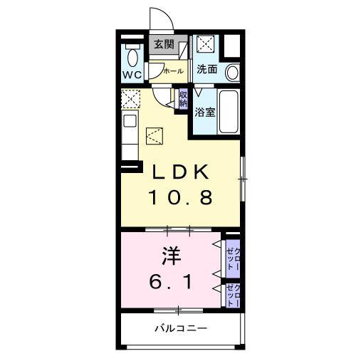 ハレプア(1LDK/3階)の間取り写真