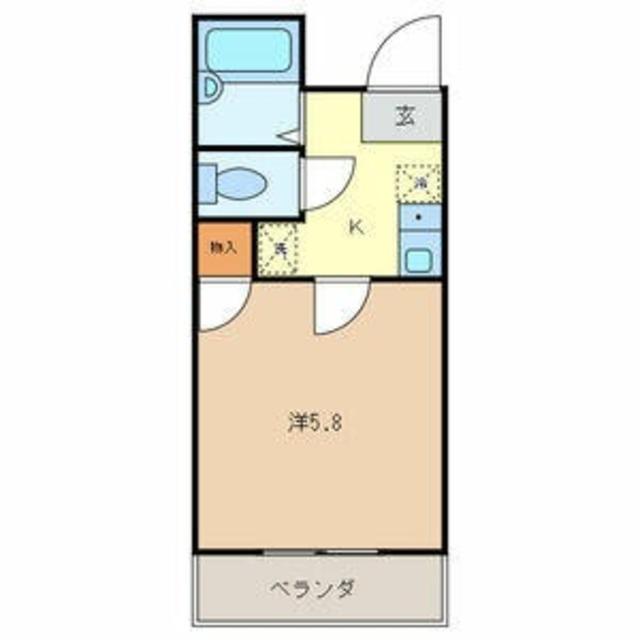 ドミサイルオーミヤ(1K/2階)の間取り写真