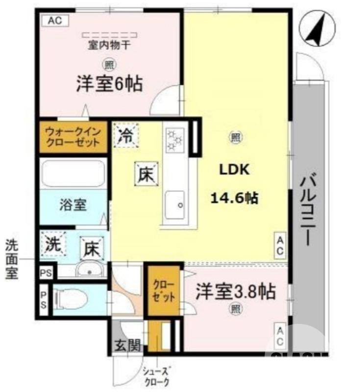 グランヴェールVII(2LDK/1階)の間取り写真