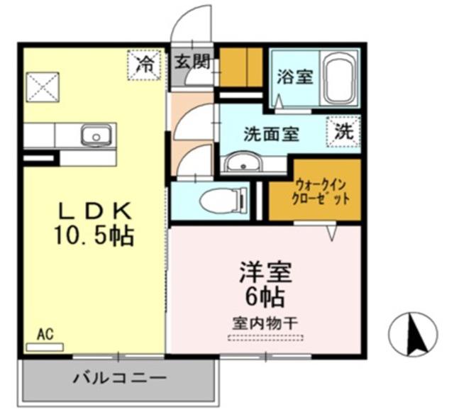 クローバーM B棟(1LDK/1階)の間取り写真