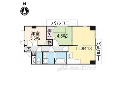 カルチェ清水谷(2LDK/3階)の間取り写真