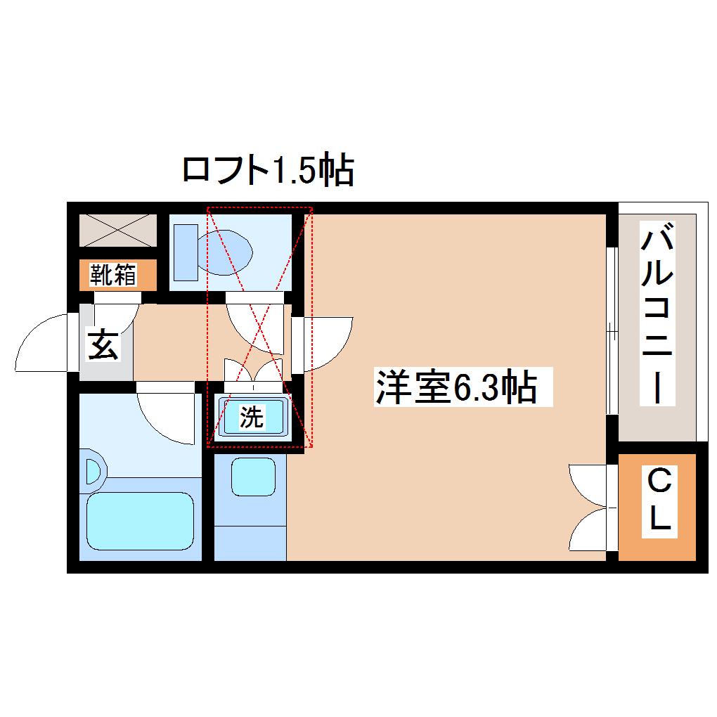 ロイヤルヒルズ富沢I(ワンルーム/3階)の間取り写真