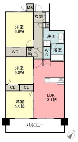 リコット刈谷駅東II(3LDK/8階)の間取り写真
