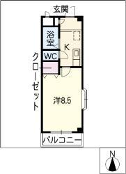 ジェミニ・M(1K/2階)の間取り写真