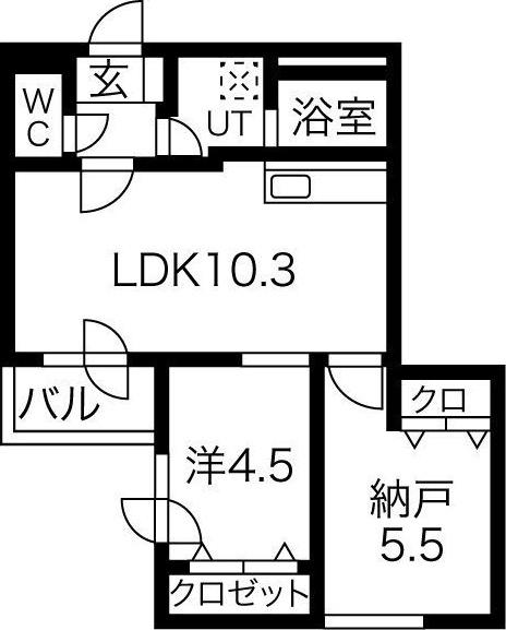 パーチェ豊平(2LDK/3階)の間取り写真