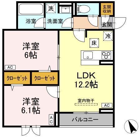 アスピシャス ハウス(2LDK/1階)の間取り写真