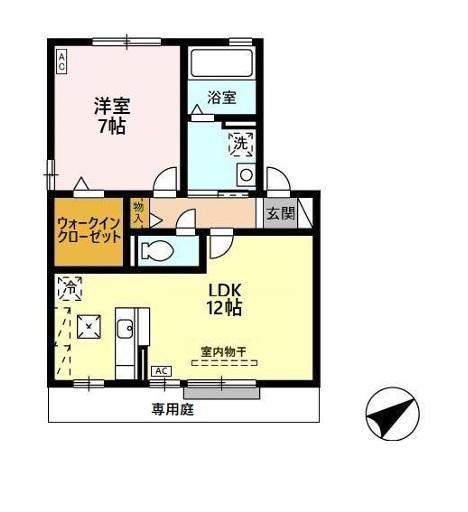 セジュールパース(1LDK/1階)の間取り写真