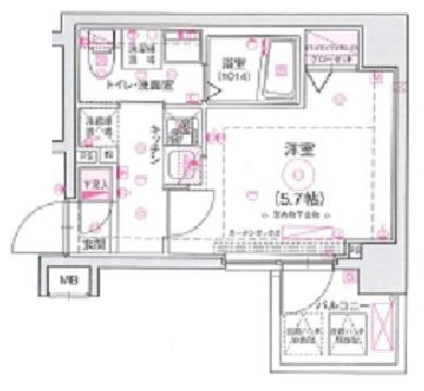 リヴシティ八丁畷(1K/2階)の間取り写真