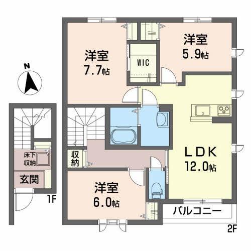 ヴィラーチェトレーズB(3LDK/2階)の間取り写真