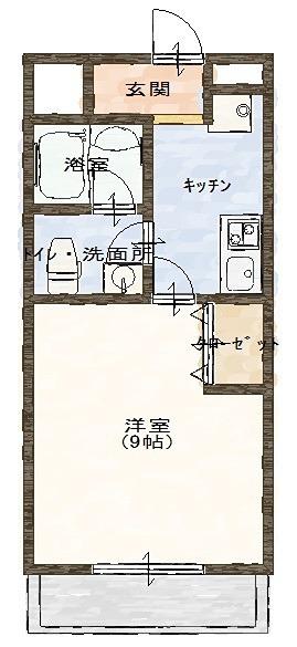メゾンドファミーユ(1K/1階)の間取り写真