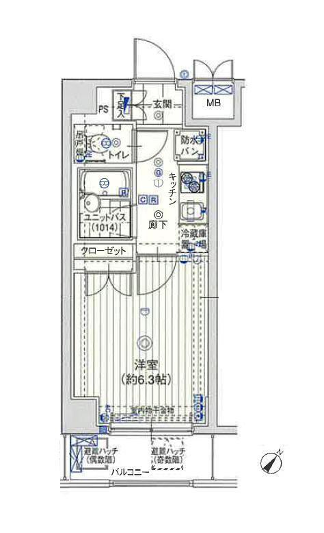 ヴェルステージ町田駅前(1K/6階)の間取り写真