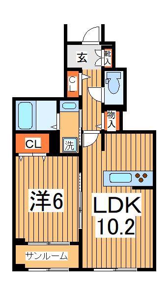 モーヴソレイユ(1LDK/1階)の間取り写真