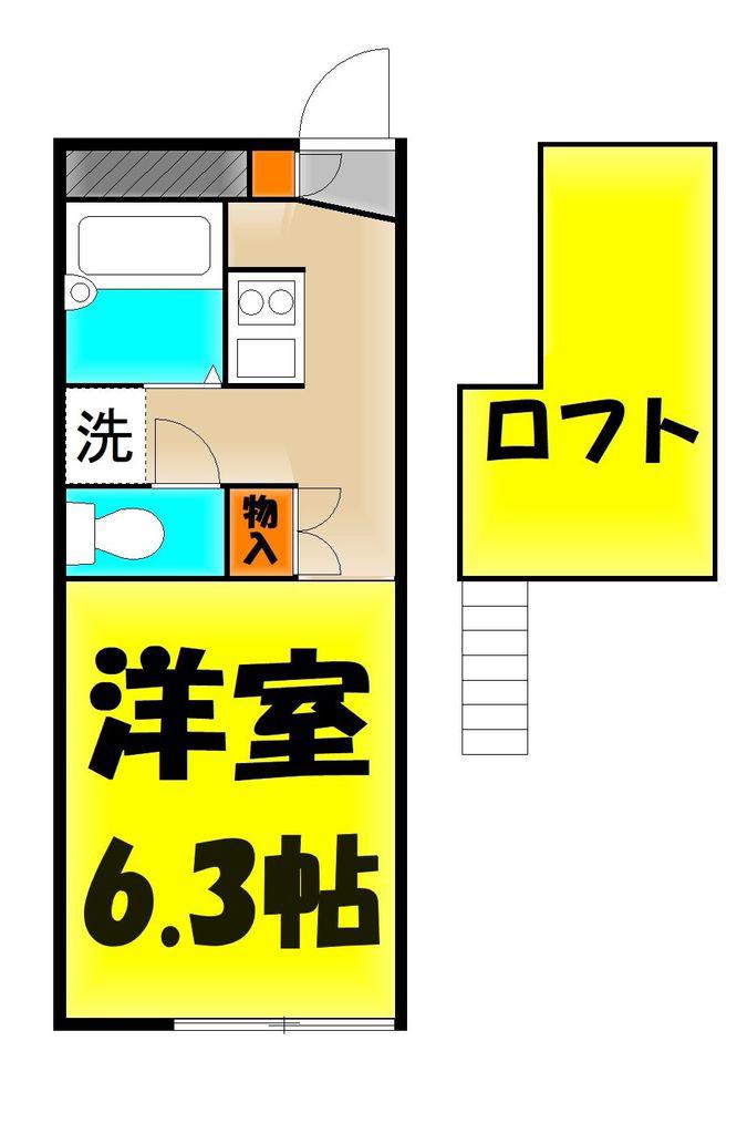 パークサイド青葉(1K/2階)の間取り写真