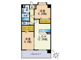 スカイシャトレ曰佐(2LDK/3階)の間取り写真
