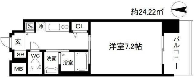 レジデンス南森町(1K/11階)の間取り写真
