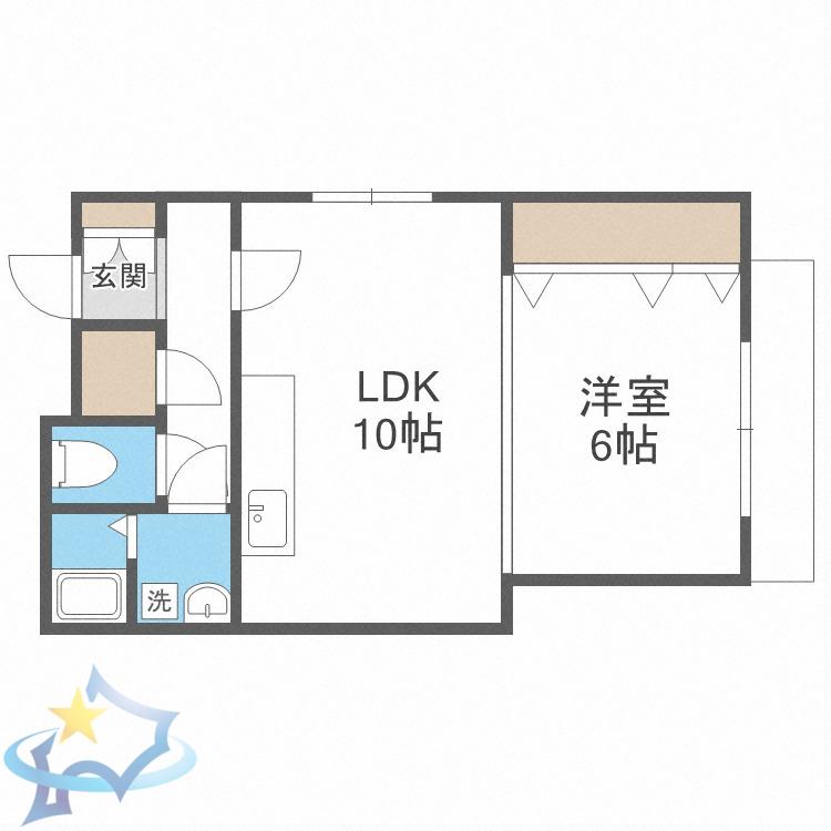エステラ参番館(1LDK/1階)の間取り写真