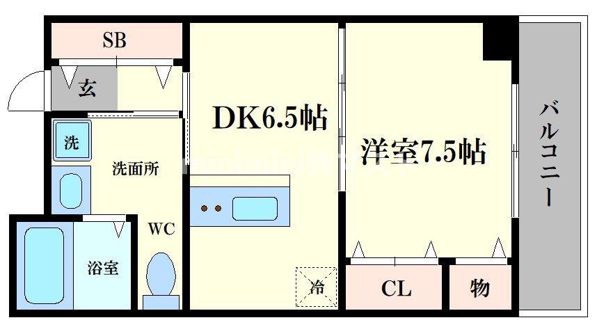 リバーフォード中之島(1DK/4階)の間取り写真